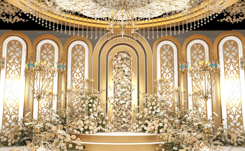 双柏香槟色调婚礼堂效果展示